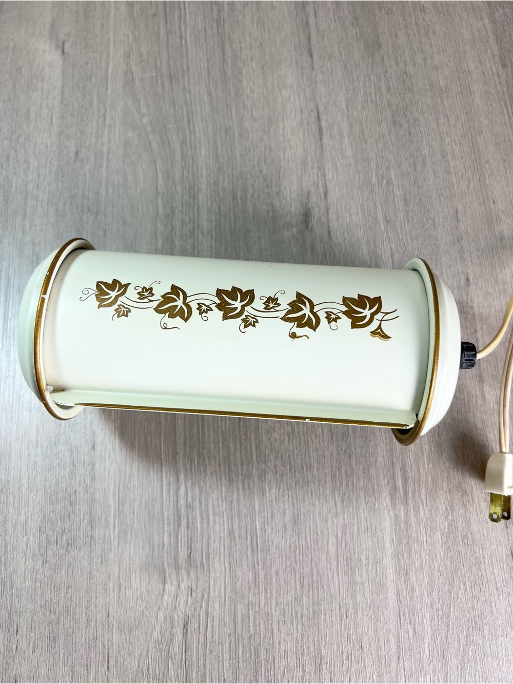 Vintage Ivory Gold Ivy Metal Reading Headboard Lamp with Mounting Bracket Works